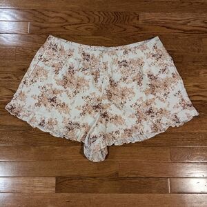 Abercrombie And Fitch Cream and Brown Floral Shorts XL NWT